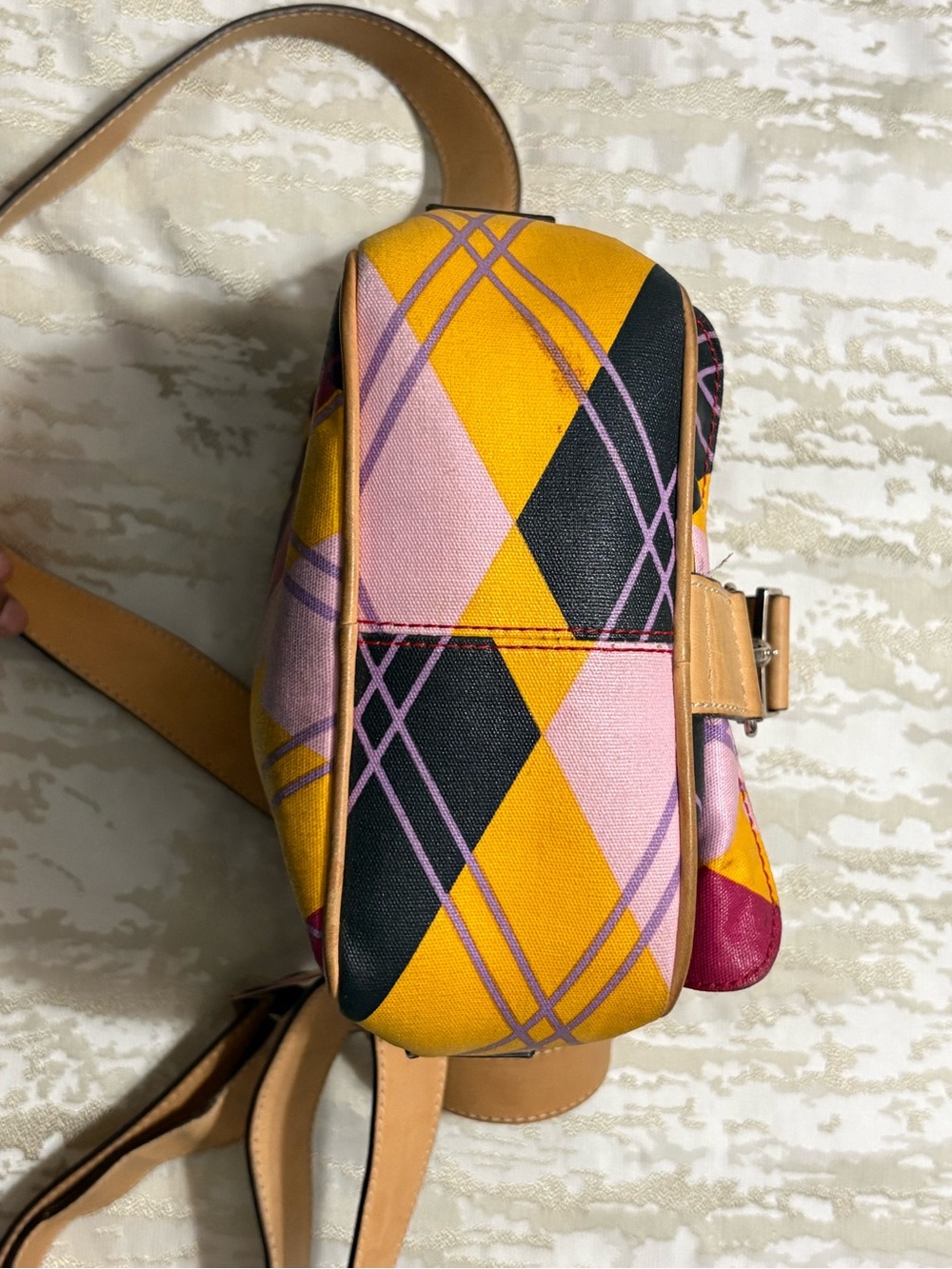 Dior Yellow Pink Black Geometric Canvas Crossbody by John Galliano